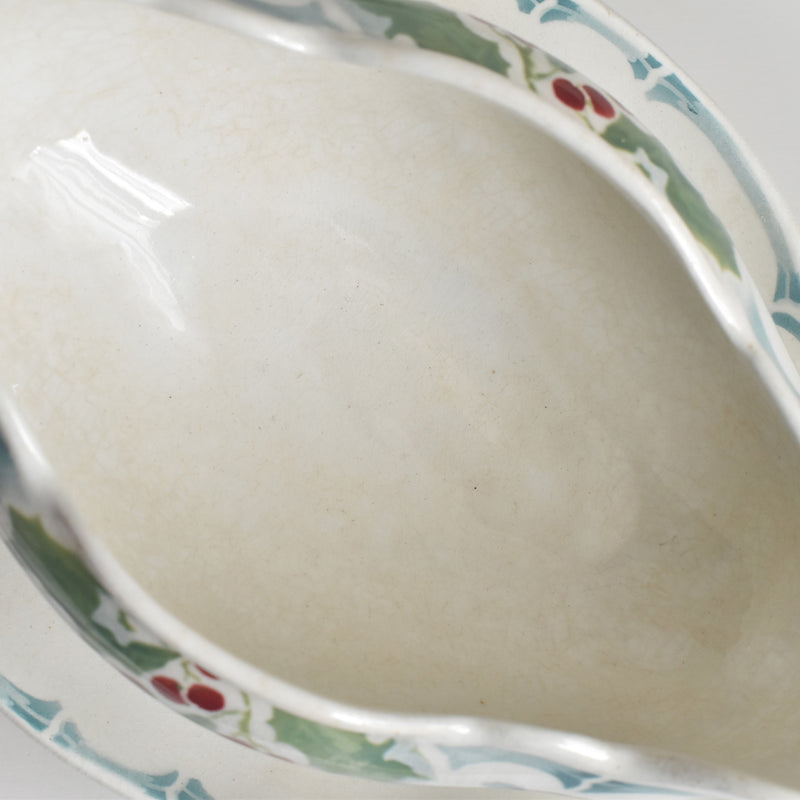 Antique Sauce Boat - Emile Bourgeois Gui & Houx (Holly and Mistletoe)