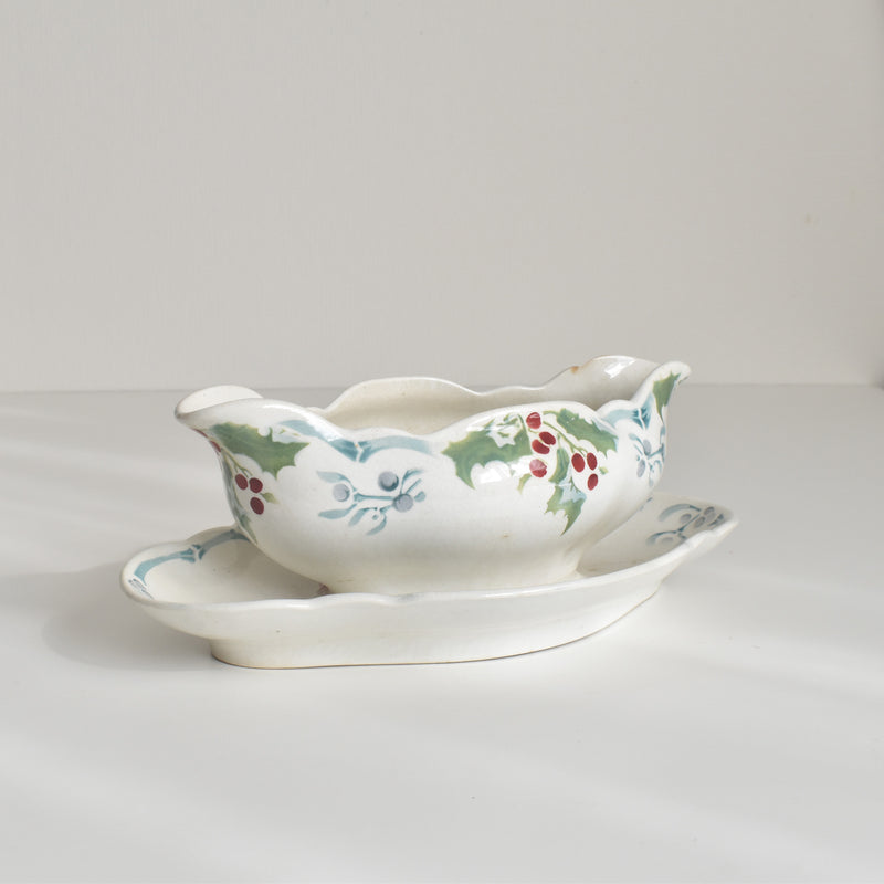 Antique Sauce Boat - Emile Bourgeois Gui & Houx (Holly and Mistletoe)