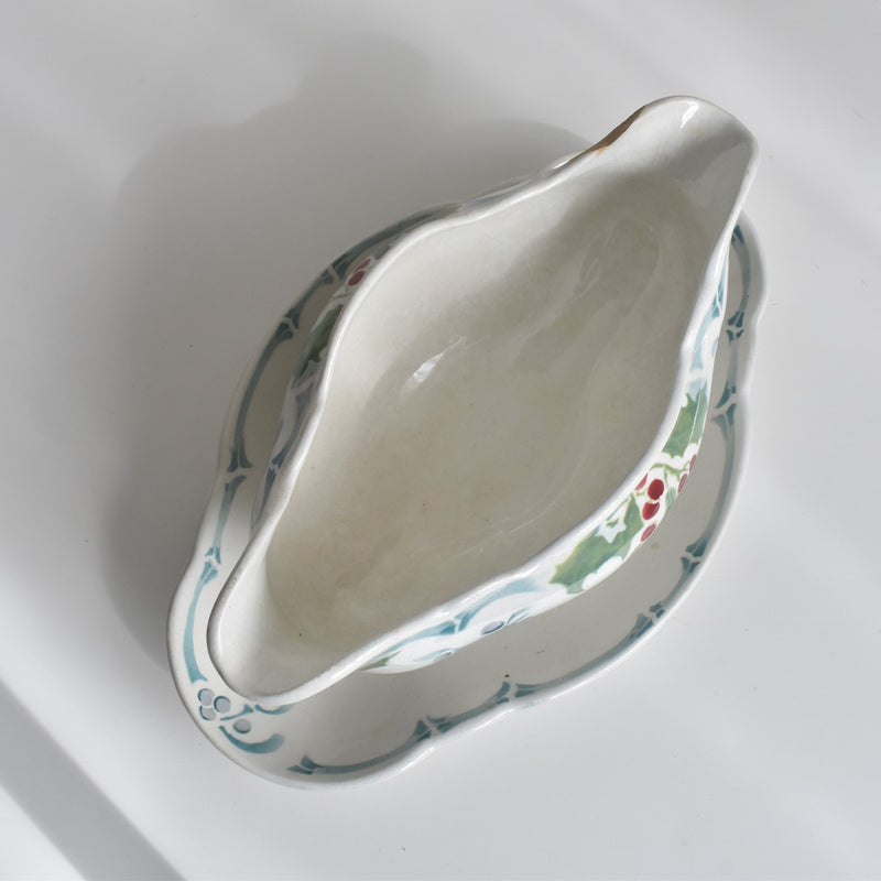 Antique Sauce Boat - Emile Bourgeois Gui & Houx (Holly and Mistletoe)