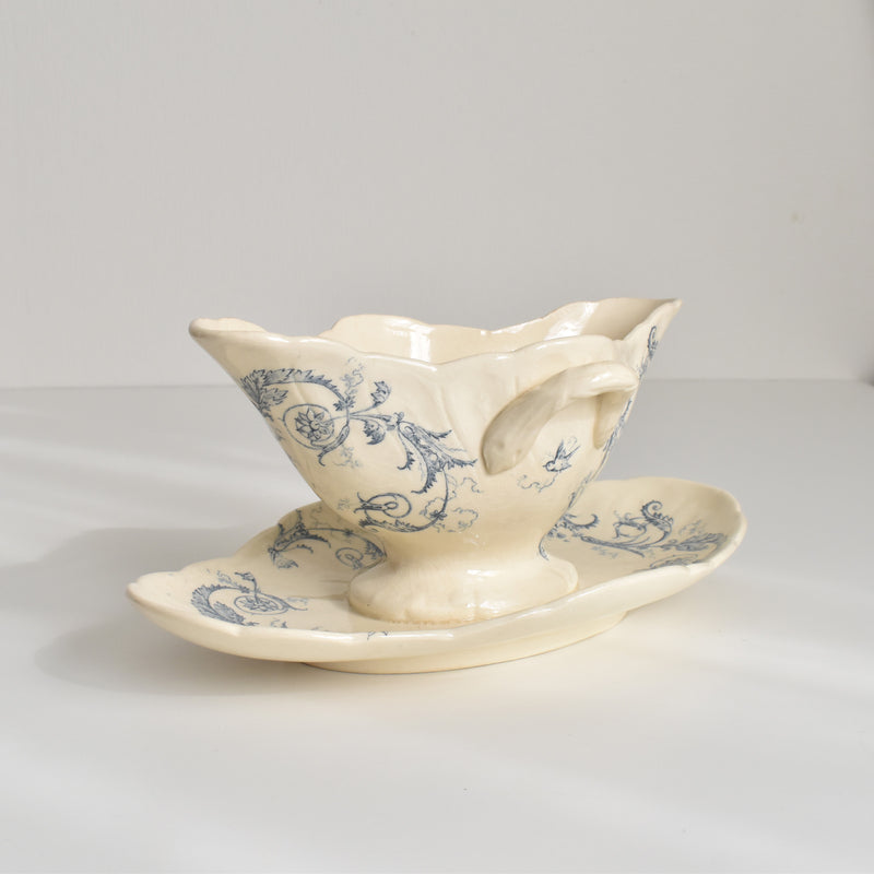 Antique Gien Rinçeaux Sauce Boat
