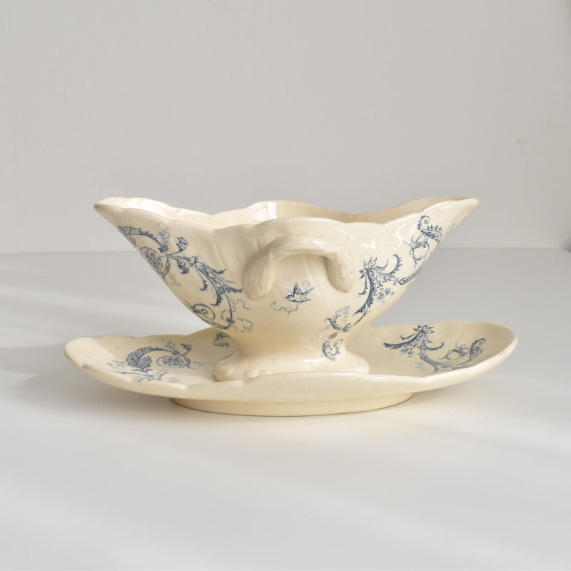 Antique Gien Rinçeaux Sauce Boat