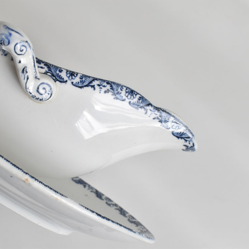 Antique Sauce Boat Luneville Moustier