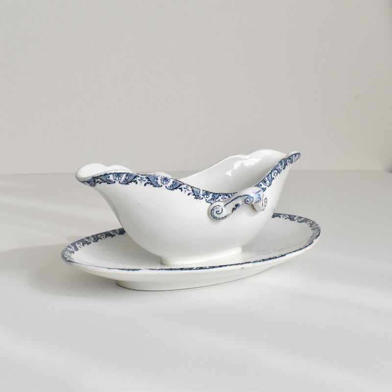 Antique Sauce Boat Luneville Moustier