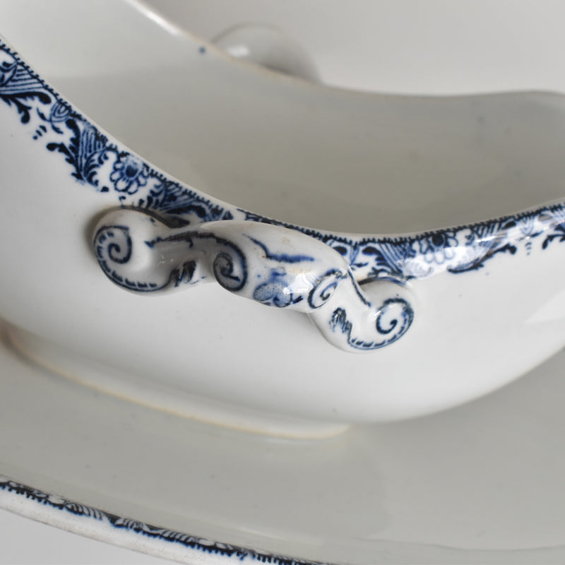 Antique Sauce Boat Luneville Moustier