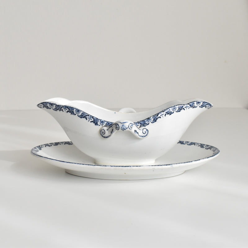 Antique Sauce Boat Luneville Moustier