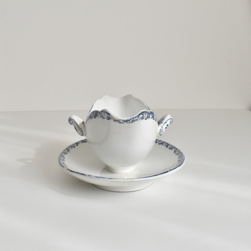 Antique Sauce Boat Luneville Moustier