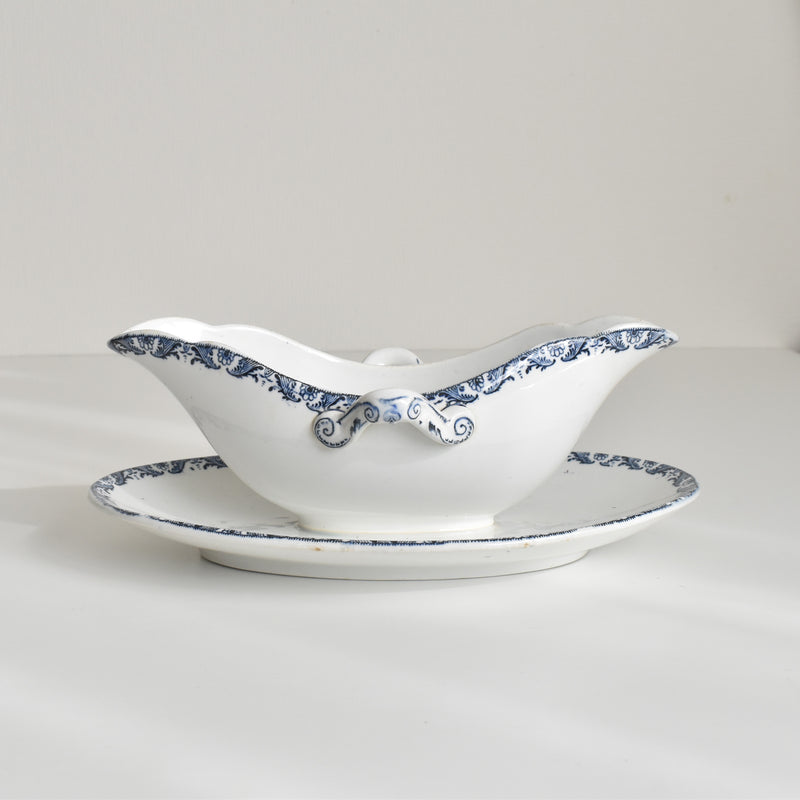 Antique Sauce Boat Luneville Moustier