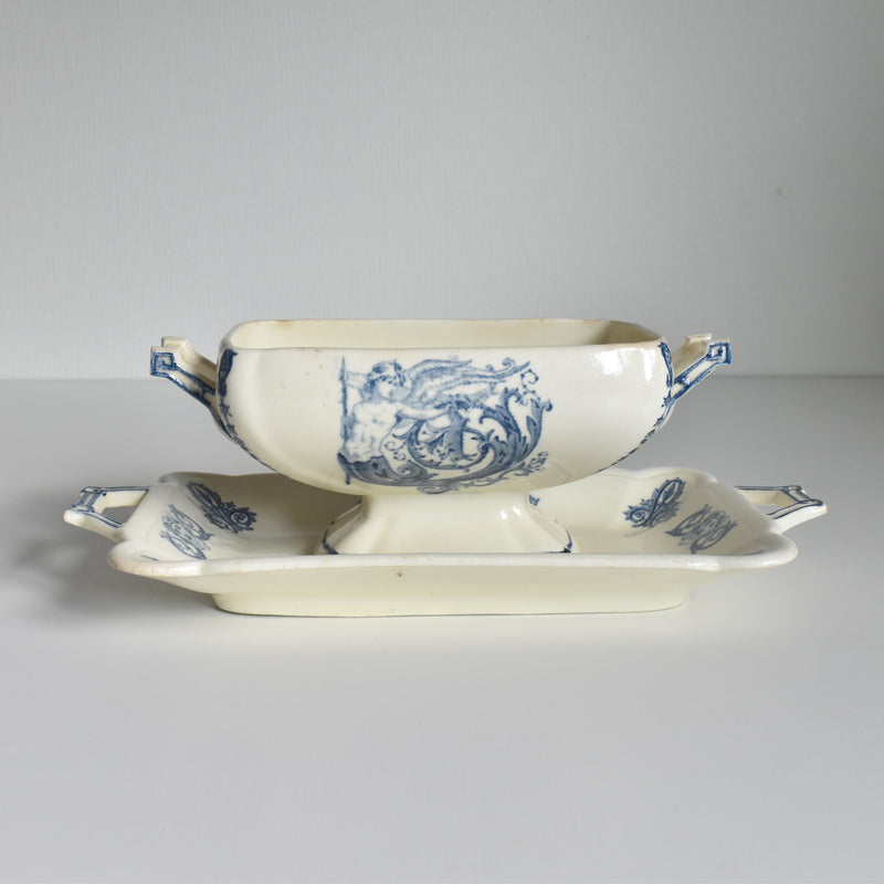Antique Sauce Boat with Lid, SG Clairefontaine Renaissance