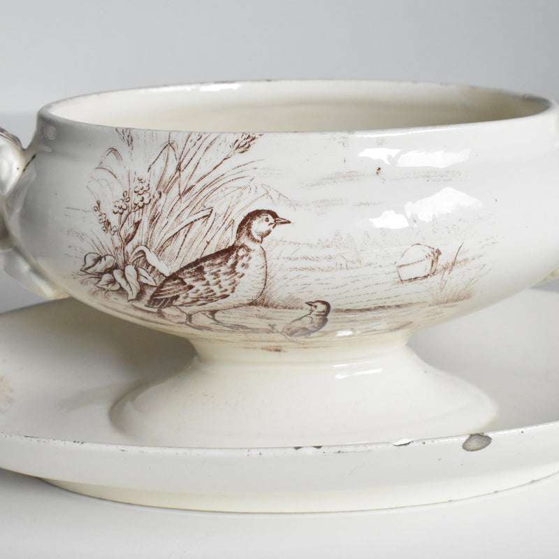Antique Sauce Boat with Lid - Longchamp Bourgogne