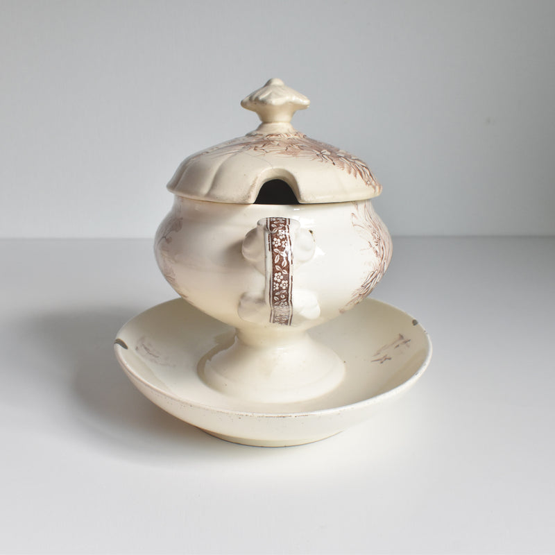 Antique Sauce Boat with Lid - Longchamp Bourgogne