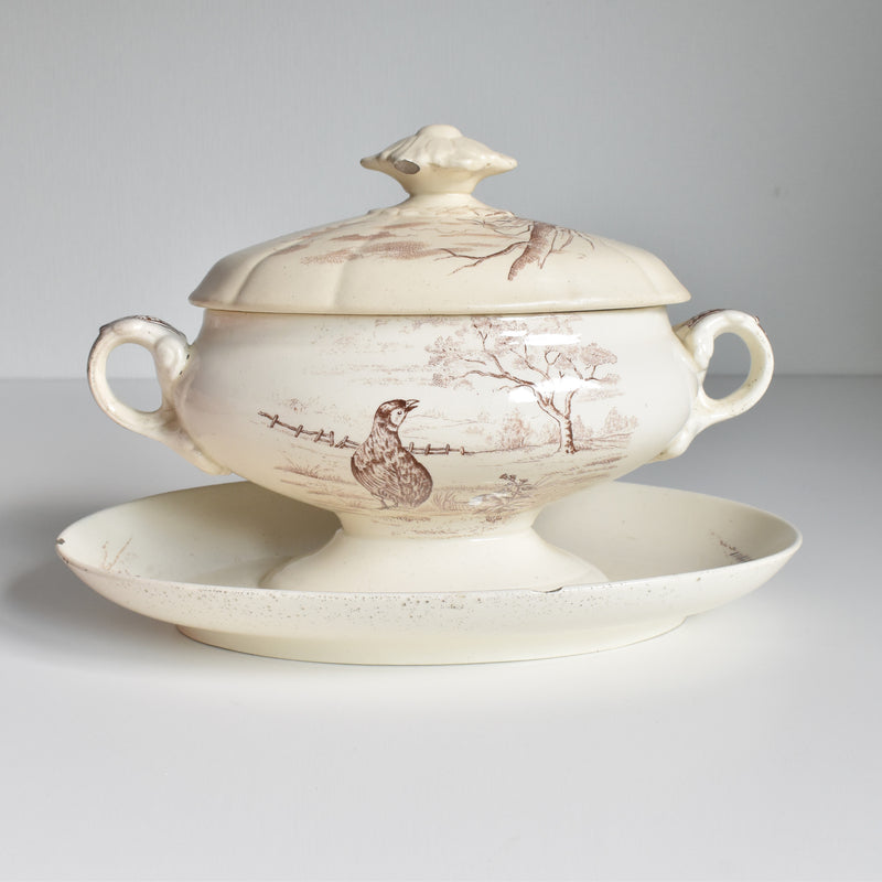 Antique Sauce Boat with Lid - Longchamp Bourgogne