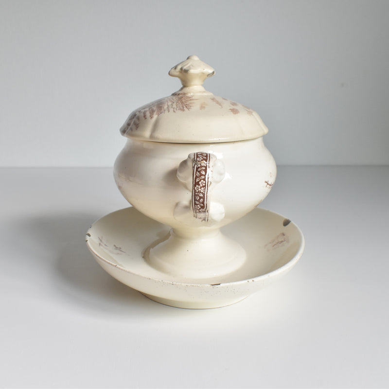 Antique Sauce Boat with Lid - Longchamp Bourgogne