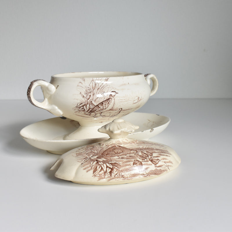 Antique Sauce Boat with Lid - Longchamp Bourgogne