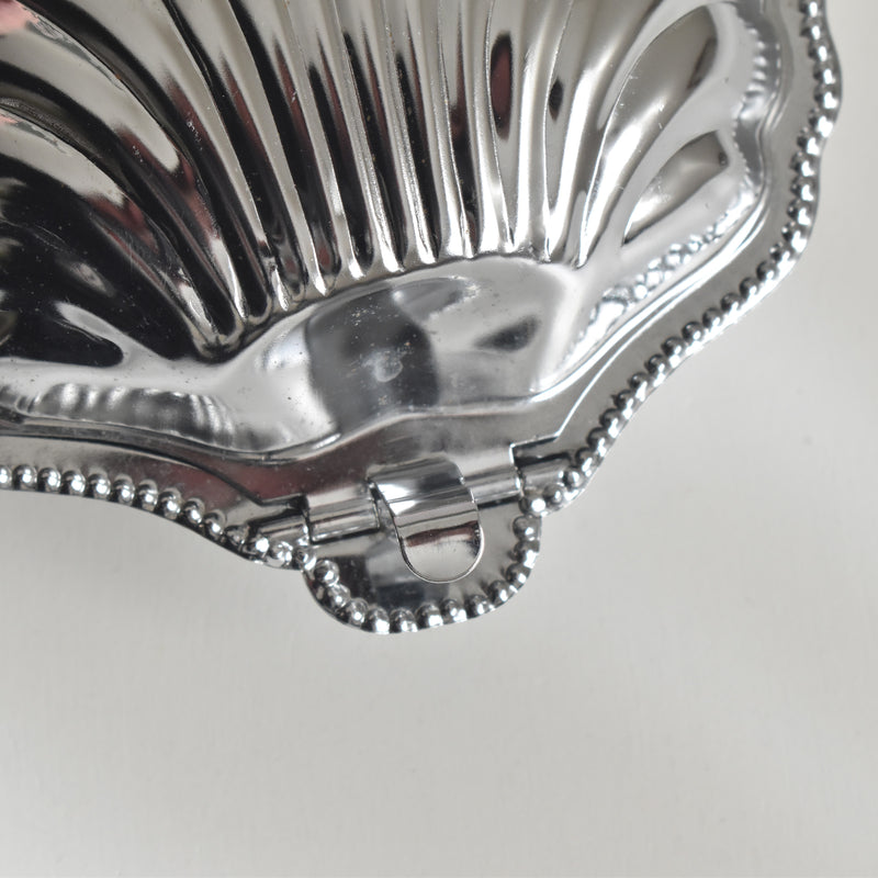 Vintage Stainless Steel and Glass Shell-Shaped Butter Dish