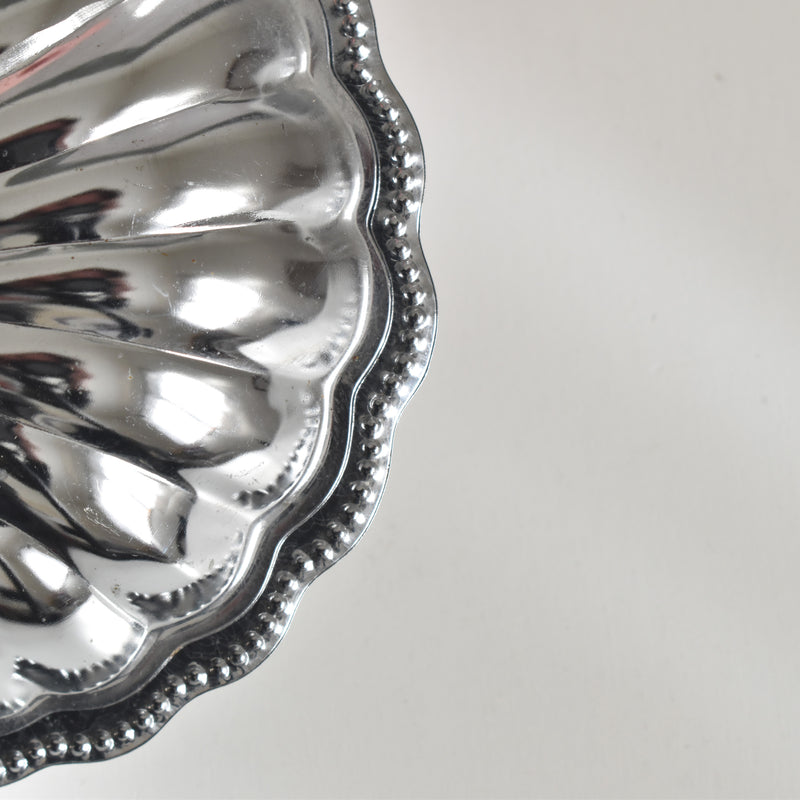 Vintage Stainless Steel and Glass Shell-Shaped Butter Dish