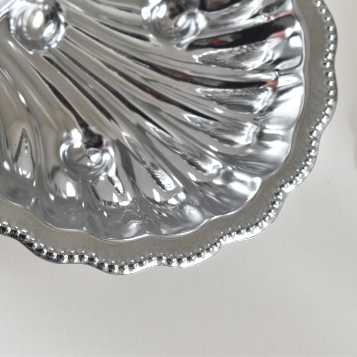 ヴィンテージ ステンレス＆ガラス シェル型 バターディッシュ