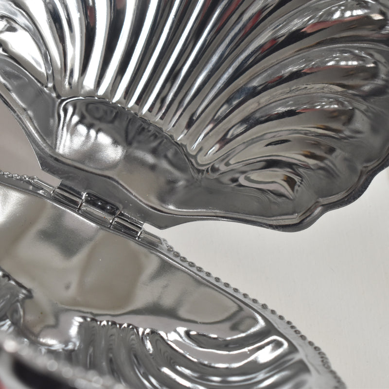 Vintage Stainless Steel and Glass Shell-Shaped Butter Dish