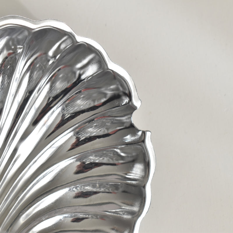 Vintage Stainless Steel and Glass Shell-Shaped Butter Dish