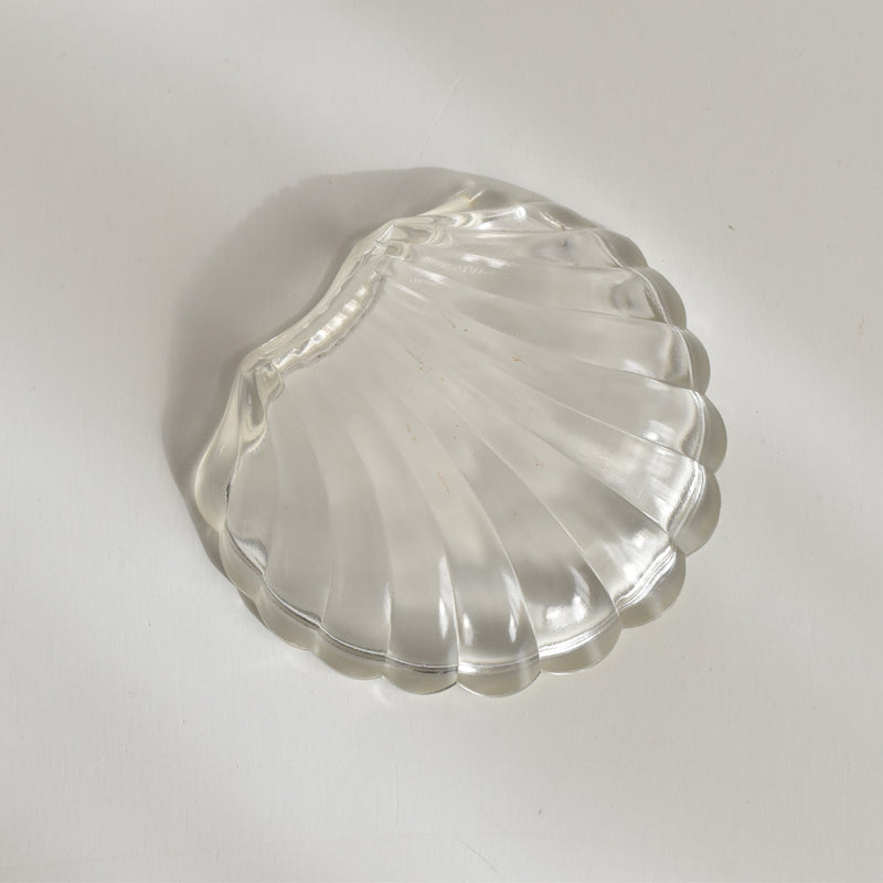 Vintage Stainless Steel and Glass Shell-Shaped Butter Dish