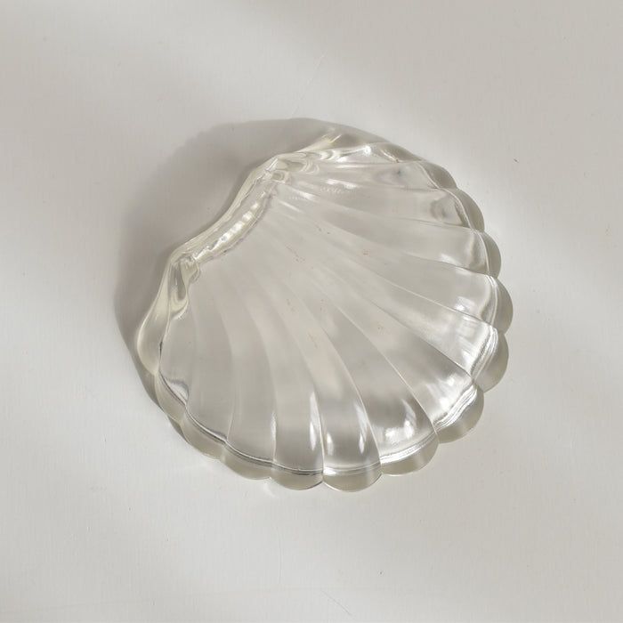 ヴィンテージ ステンレス＆ガラス シェル型 バターディッシュ