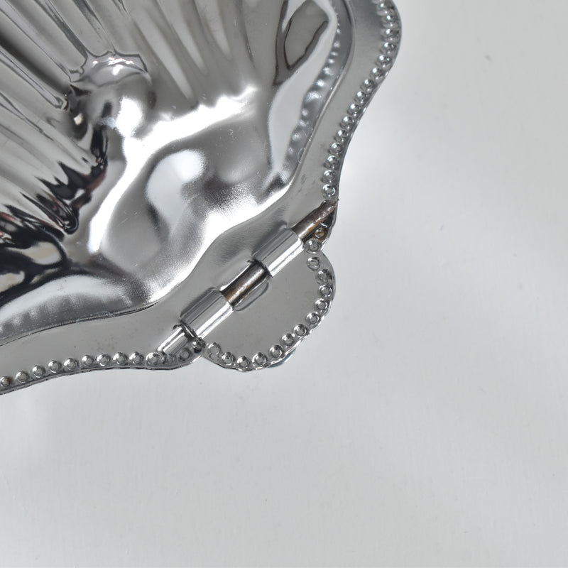 Vintage Stainless Steel and Glass Shell-Shaped Butter Dish