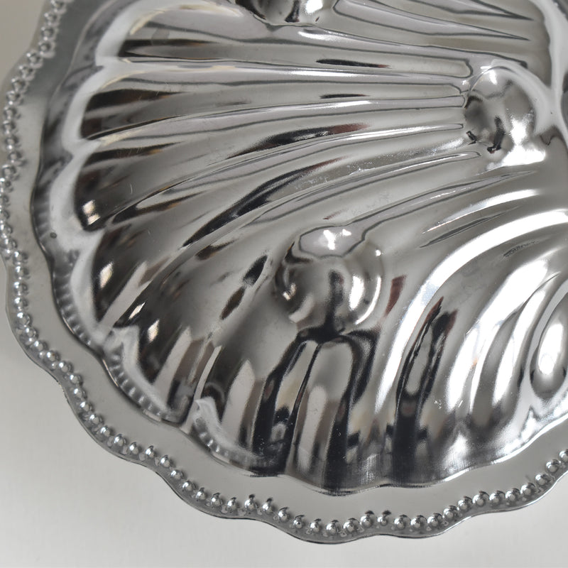 Vintage Stainless Steel and Glass Shell-Shaped Butter Dish