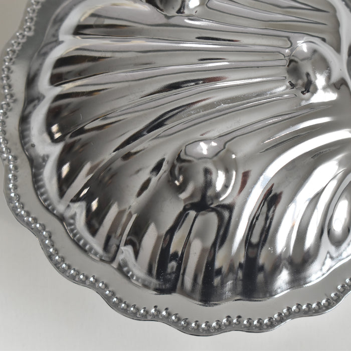 ヴィンテージ ステンレス＆ガラス シェル型 バターディッシュ