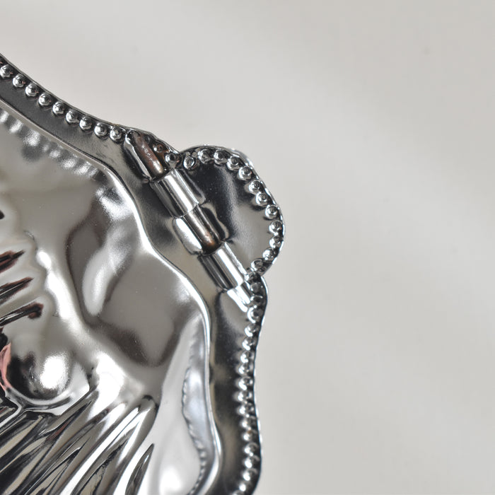 ヴィンテージ ステンレス＆ガラス シェル型 バターディッシュ