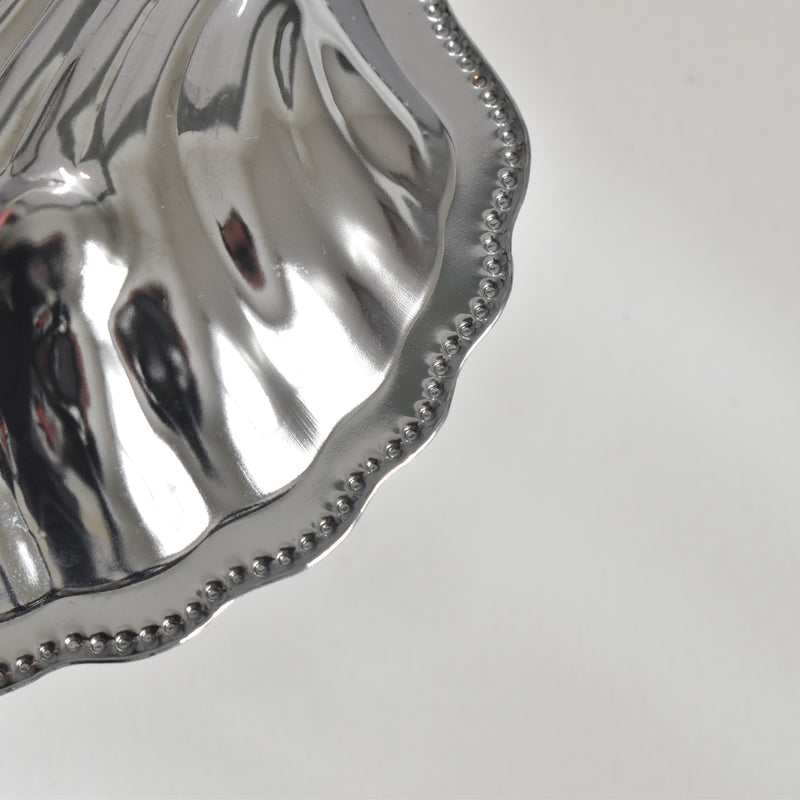 Vintage Stainless Steel and Glass Shell-Shaped Butter Dish