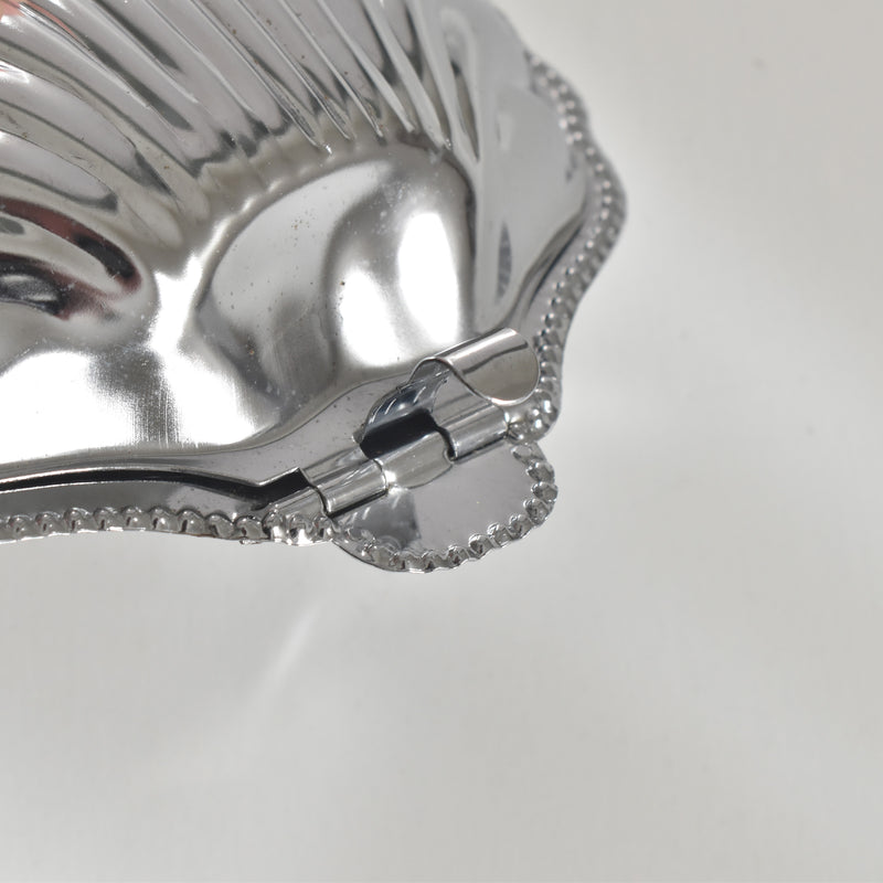 Vintage Stainless Steel and Glass Shell-Shaped Butter Dish