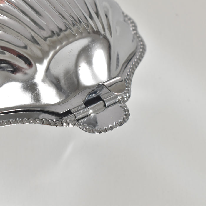 ヴィンテージ ステンレス＆ガラス シェル型 バターディッシュ