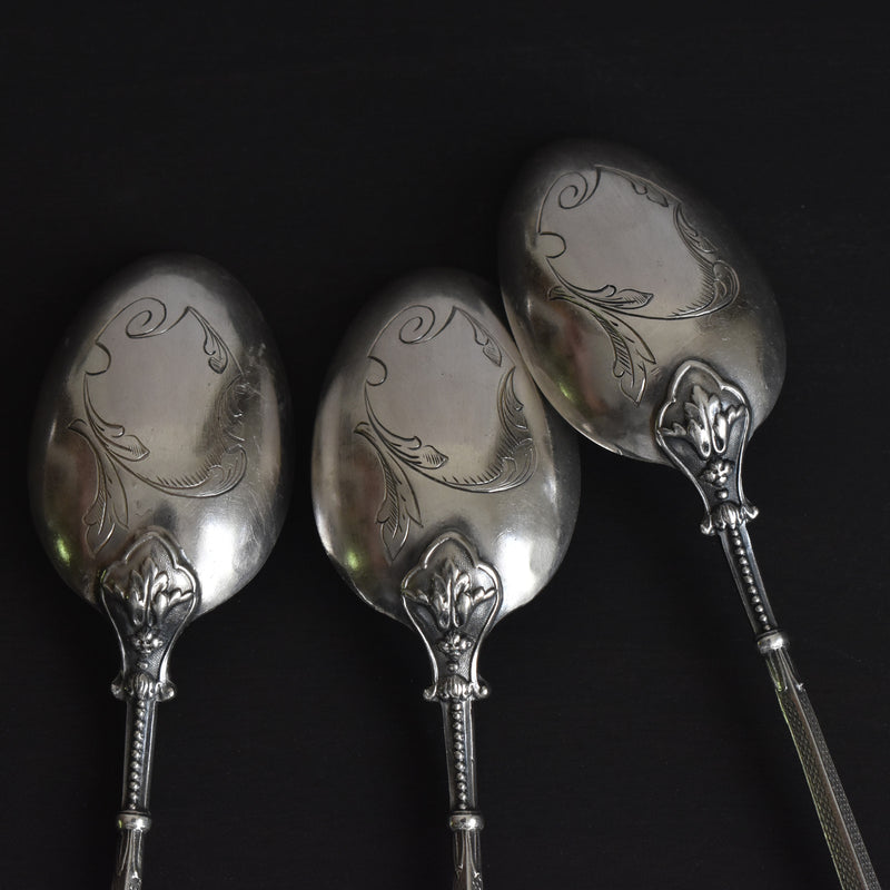 Antique silver dessert spoon by Edmond Bonnesoeur