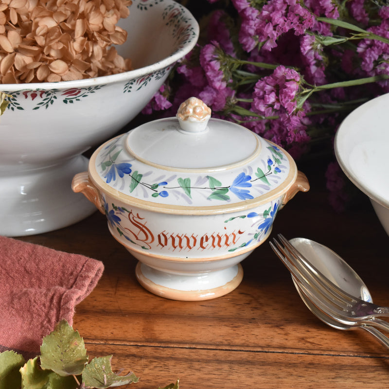 Antique lidded bowl LM&C Claymontreux Souvenir