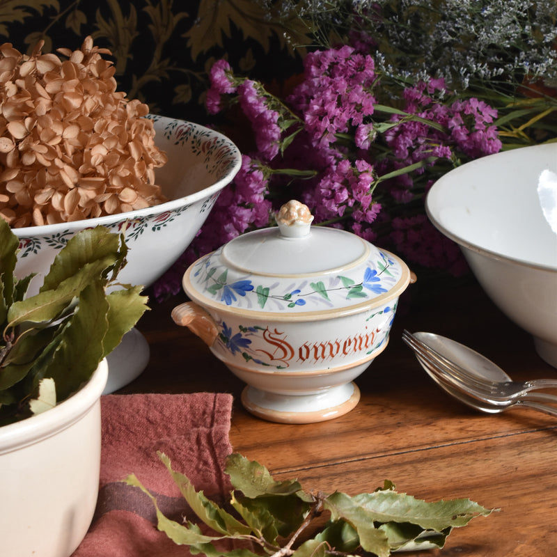 Antique lidded bowl LM&C Claymontreux Souvenir