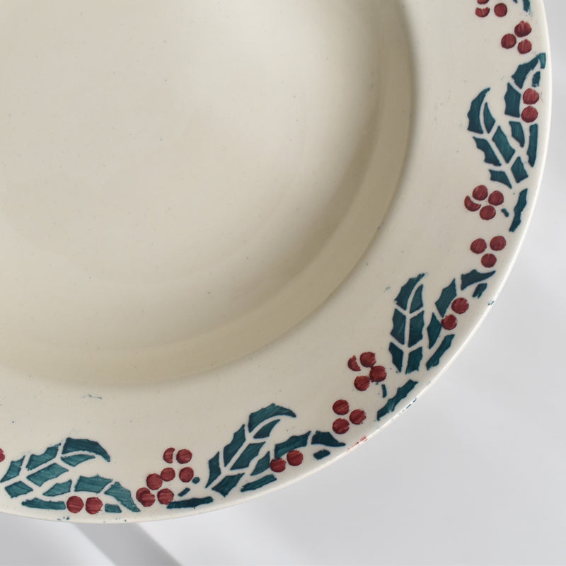 Vintage Deep Plate, Digoin & Sarreguemines "HOUX" (Holly) B