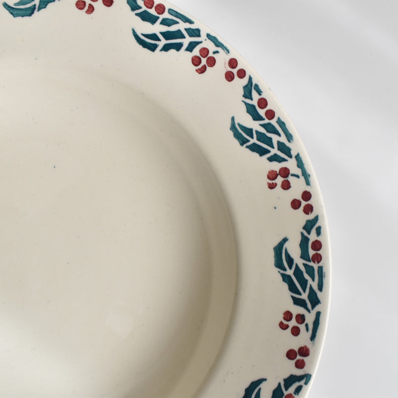 Vintage Deep Plate, Digoin & Sarreguemines "HOUX" (Holly) B