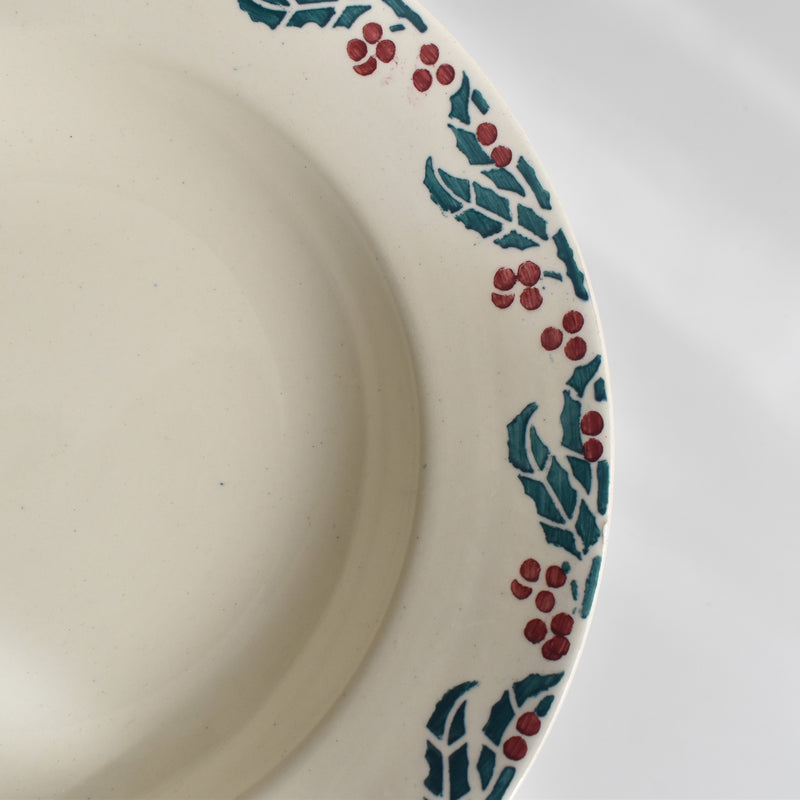 Vintage Deep Plate, Digoin & Sarreguemines "HOUX" (Holly) B