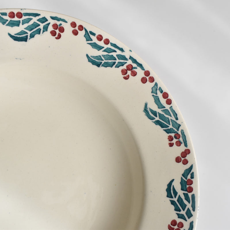 Vintage Deep Plate, Digoin & Sarreguemines "HOUX" (Holly) B