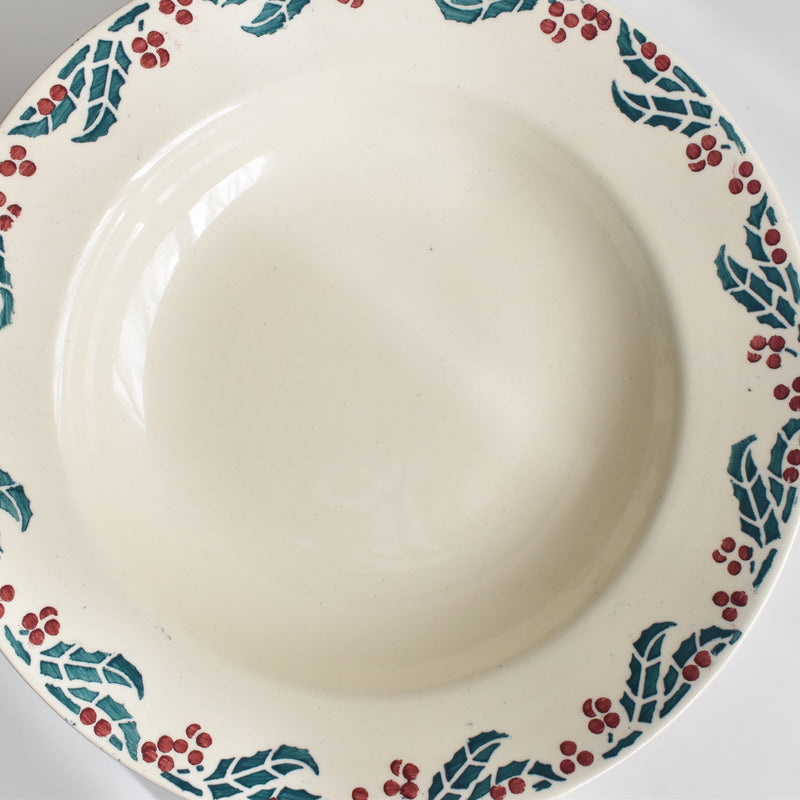 Vintage Deep Plate, Digoin & Sarreguemines "HOUX" (Holly) B