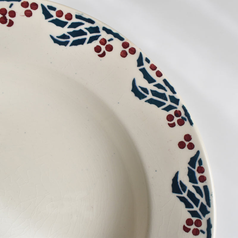 Vintage deep plate Digoin & Sarreguemines HOUX (Holly) C