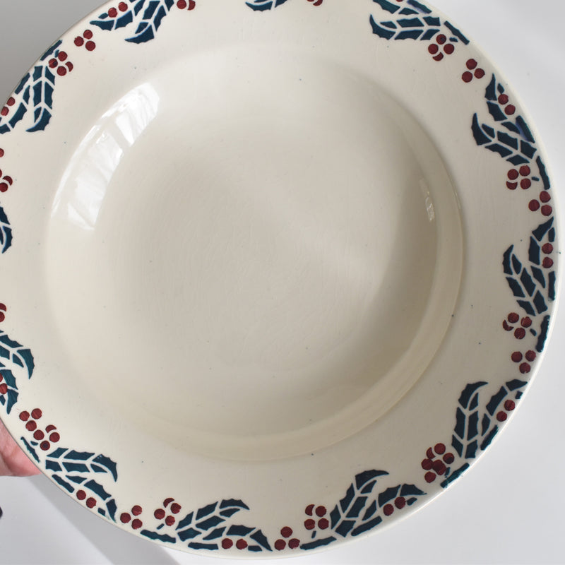 Vintage deep plate Digoin & Sarreguemines HOUX (Holly) C