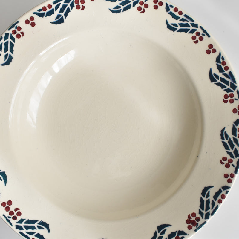 Vintage deep plate Digoin & Sarreguemines HOUX (Holly) C