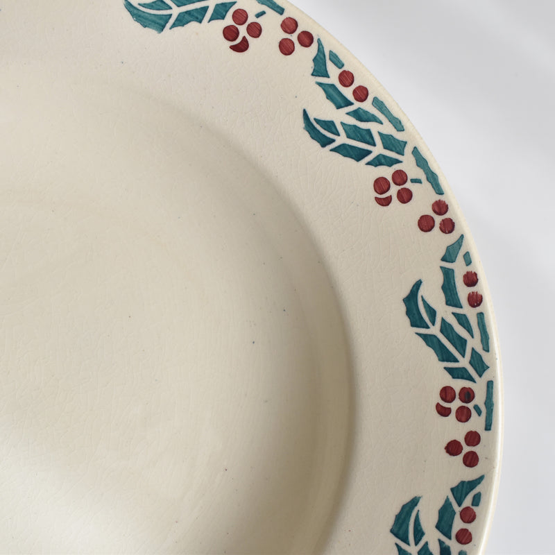 Vintage Deep Plate Digoin & Sarreguemines HOUX (Holly) D