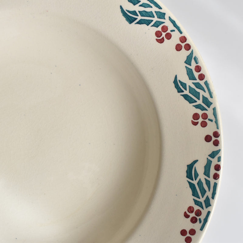 Vintage Deep Plate Digoin & Sarreguemines HOUX (Holly) D