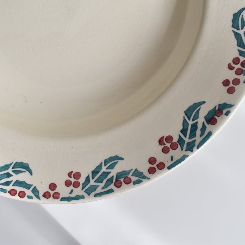 Vintage Deep Plate, Digoin & Sarreguemines "HOUX" (Holly) F