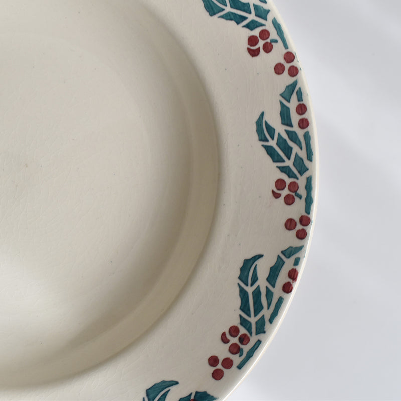 Vintage Deep Plate, Digoin & Sarreguemines "HOUX" (Holly) F