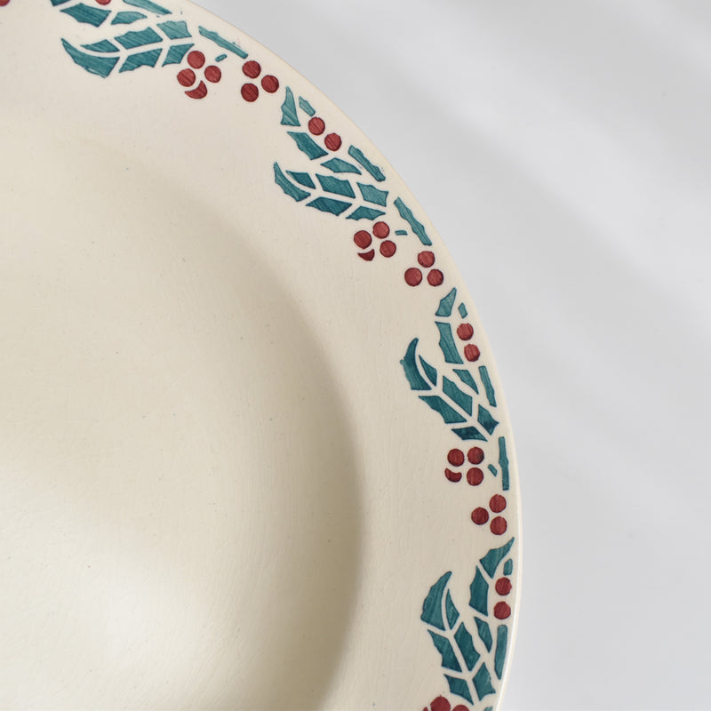 Vintage Deep Plate, Digoin & Sarreguemines "HOUX" (Holly) F