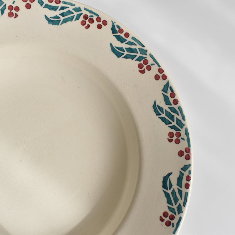 Vintage Deep Plate, Digoin & Sarreguemines "HOUX" (Holly) F