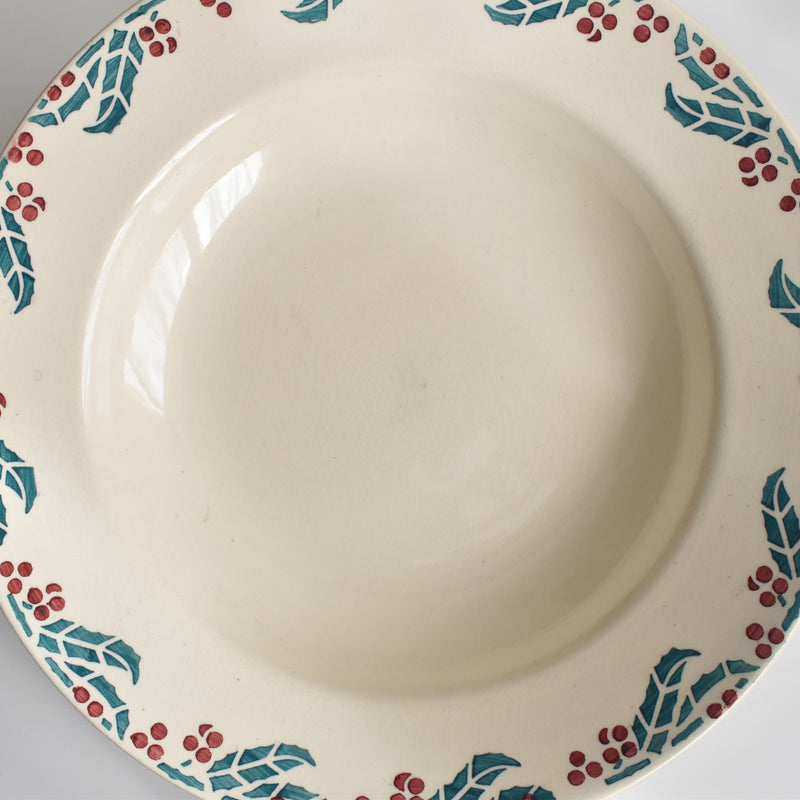 Vintage Deep Plate, Digoin & Sarreguemines "HOUX" (Holly) F