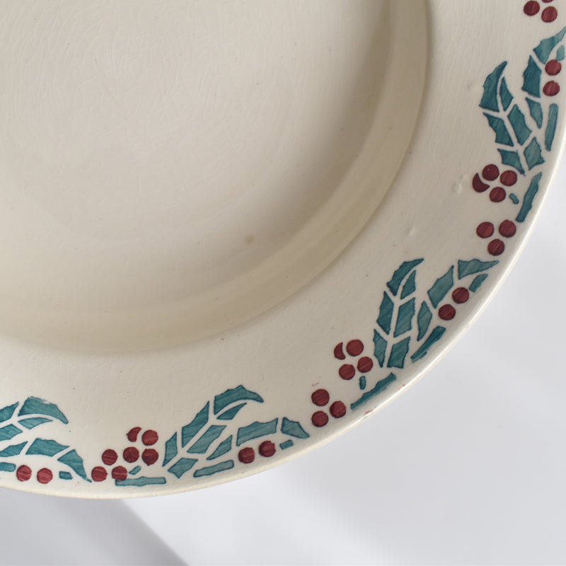 Vintage Deep Plate Digoin & Sarreguemines HOUX (Holly) G